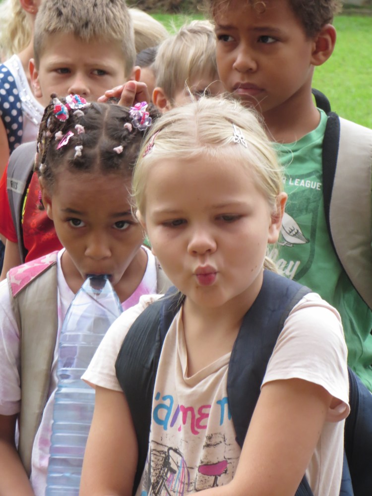Waiting patiently to go to class.